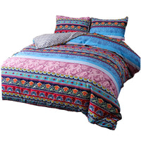 HKM-947091 Bohemian Ethnic Style Three-Piece Bedding Set – Floral Design, Twin to King Sizes Available