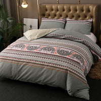 HKM-947091 Bohemian Ethnic Style Three-Piece Bedding Set – Floral Design, Twin to King Sizes Available
