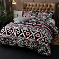 HKM-947091 Bohemian Ethnic Style Three-Piece Bedding Set – Floral Design, Twin to King Sizes Available