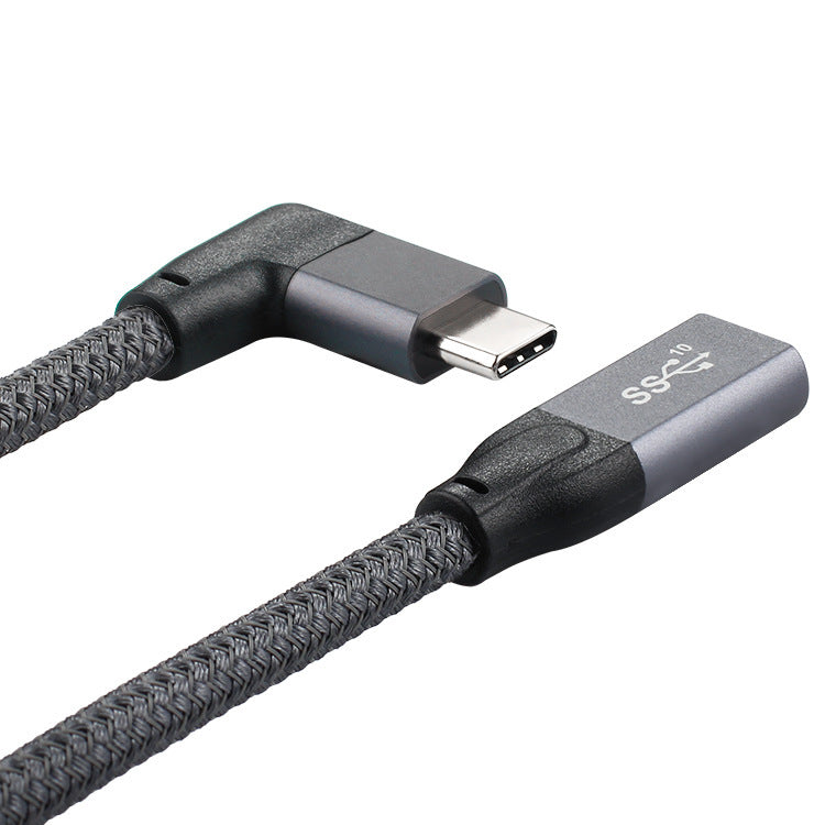 HKM-947155 USB 3.1 Male to Female Adapter Cable with 90° Elbow Design for Fast Charging and Data Transfer - 0.2m