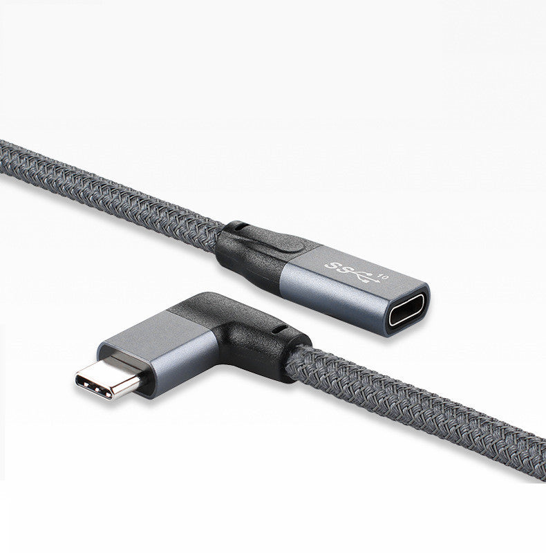 HKM-947155 USB 3.1 Male to Female Adapter Cable with 90° Elbow Design for Fast Charging and Data Transfer - 0.2m