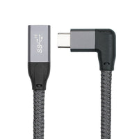 HKM-947155 USB 3.1 Male to Female Adapter Cable with 90° Elbow Design for Fast Charging and Data Transfer - 0.2m