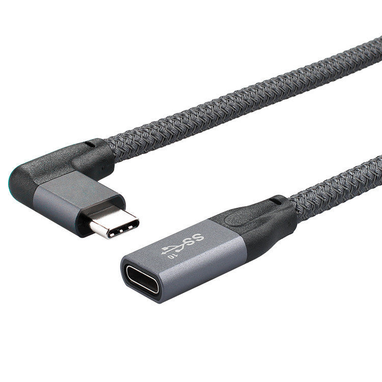 HKM-947155 USB 3.1 Male to Female Adapter Cable with 90° Elbow Design for Fast Charging and Data Transfer - 0.2m