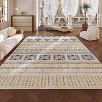 HKM-947411 Geometric Pattern Polyester Fiber Artificial Cashmere Carpet in Persian Gulf Colors