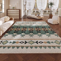 HKM-947411 Geometric Pattern Polyester Fiber Artificial Cashmere Carpet in Persian Gulf Colors
