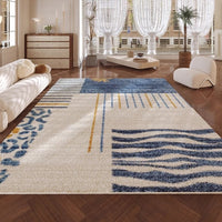 HKM-947411 Geometric Pattern Polyester Fiber Artificial Cashmere Carpet in Persian Gulf Colors
