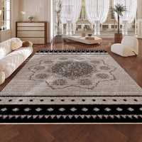 HKM-947411 Geometric Pattern Polyester Fiber Artificial Cashmere Carpet in Persian Gulf Colors