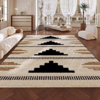 HKM-947411 Geometric Pattern Polyester Fiber Artificial Cashmere Carpet in Persian Gulf Colors