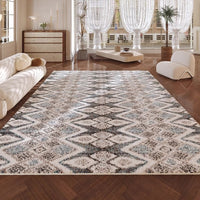HKM-947411 Geometric Pattern Polyester Fiber Artificial Cashmere Carpet in Persian Gulf Colors