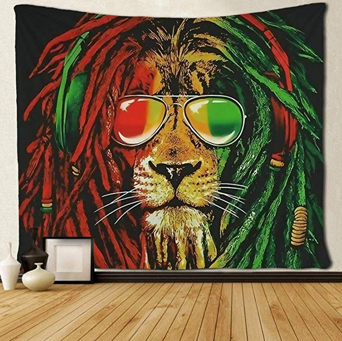 HKM-947475 Lion King Tapestry Wall Art - Polyester Hippie Style European Decor