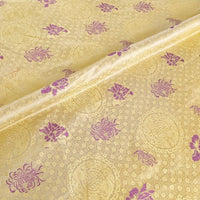 HKM-947603 Handmade Yellow Nylon Satin Fabric for DIY Projects - 90cm Wide Brocade for Clothing, Decor, and Accessories