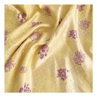 HKM-947603 Handmade Yellow Nylon Satin Fabric for DIY Projects - 90cm Wide Brocade for Clothing, Decor, and Accessories