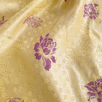 HKM-947603 Handmade Yellow Nylon Satin Fabric for DIY Projects - 90cm Wide Brocade for Clothing, Decor, and Accessories