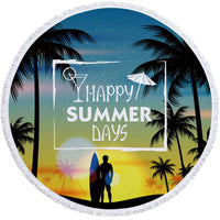 HKM-947603 Round Microfiber Beach Towel - Flower Design, 150cm