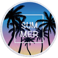 HKM-947603 Round Microfiber Beach Towel - Flower Design, 150cm