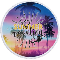 HKM-947603 Round Microfiber Beach Towel - Flower Design, 150cm