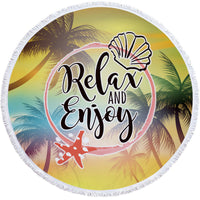 HKM-947603 Round Microfiber Beach Towel - Flower Design, 150cm
