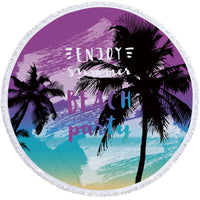 HKM-947603 Round Microfiber Beach Towel - Flower Design, 150cm