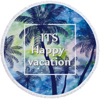 HKM-947603 Round Microfiber Beach Towel - Flower Design, 150cm