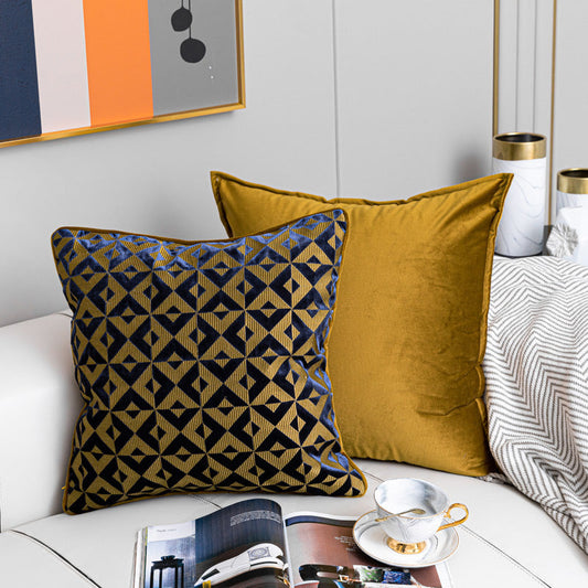 HKM-947731 Geometric Jacquard Flannelette Cushion Cover with Optional Core - 45x45cm & 50x50cm Sizes