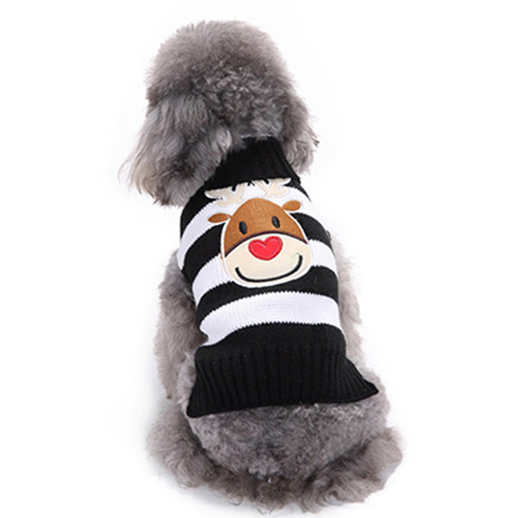 HKM-948179 Pet Dog Sweater with Christmas Moose Pattern - Wool, Casual Fit, Sizes XXS to XXL