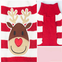 HKM-948179 Pet Dog Sweater with Christmas Moose Pattern - Wool, Casual Fit, Sizes XXS to XXL