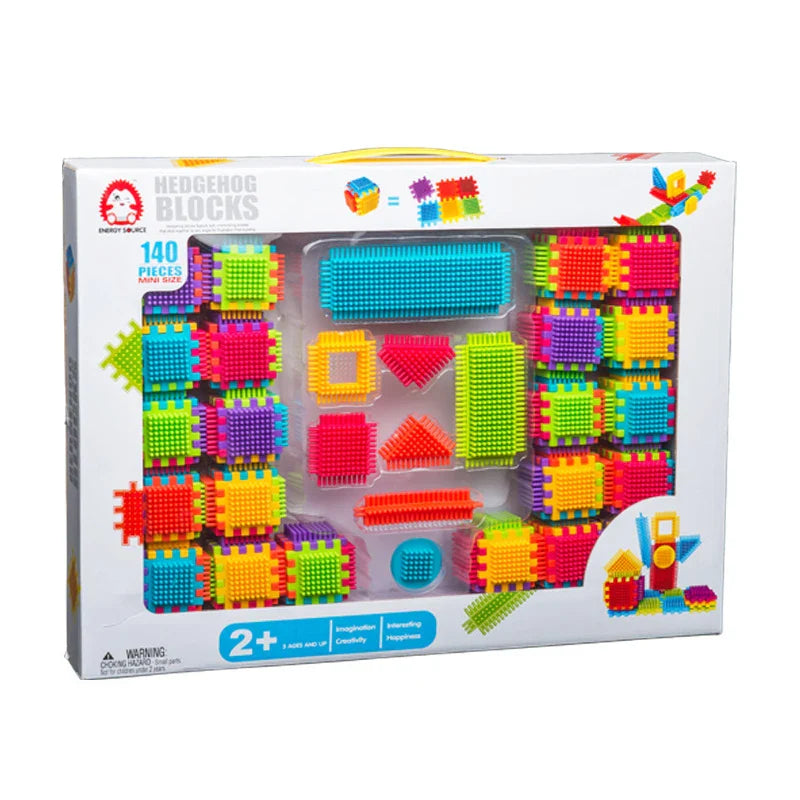 HKM-948499 Colorful Bristle Building Blocks Set - 30 Piece Construction Stacking Toy for Ages 3 and Up