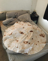 HKM-948499 Cozy Round Flannel Burrito Blanket – Super Soft Microfiber Travel Throw for All Seasons