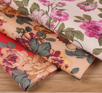 HKM-948755 Peony Peach Skin Printed Polyester Fabric - 210T Density, 150cm Wide, Versatile for Crafts and Home Decor