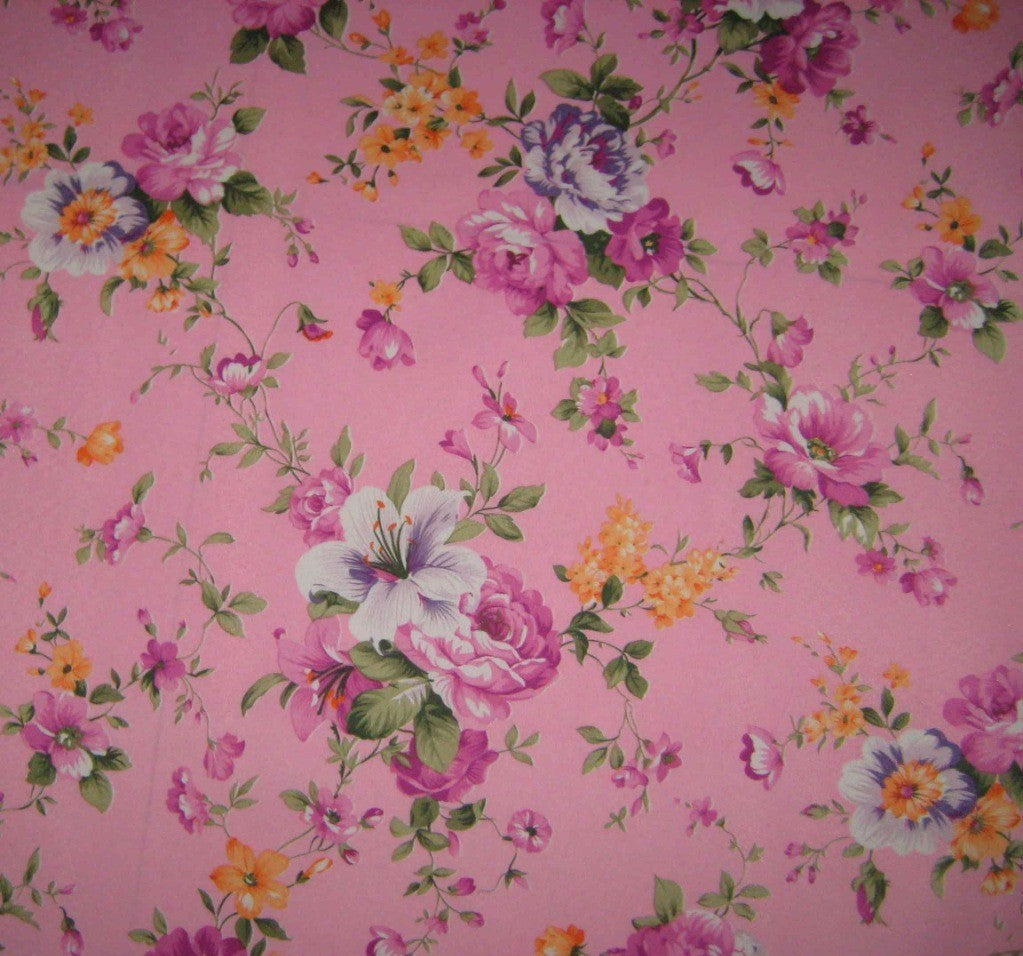 HKM-948755 Peony Peach Skin Printed Polyester Fabric - 210T Density, 150cm Wide, Versatile for Crafts and Home Decor