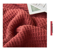 HKM-949075 Cozy Cotton Waffle Knitted Blanket for Office Naps - 130x160CM, Available in Multiple Colors