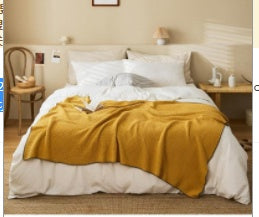 HKM-949075 Cozy Cotton Waffle Knitted Blanket for Office Naps - 130x160CM, Available in Multiple Colors