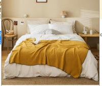 HKM-949075 Cozy Cotton Waffle Knitted Blanket for Office Naps - 130x160CM, Available in Multiple Colors