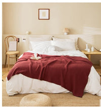 HKM-949075 Cozy Cotton Waffle Knitted Blanket for Office Naps - 130x160CM, Available in Multiple Colors