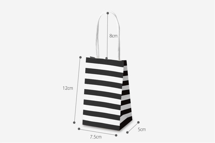 HKM-949203 Candy Color Striped White Kraft Paper Tote Bag - 7.5 x 5 x 12 cm Gift Bag