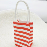 HKM-949203 Candy Color Striped White Kraft Paper Tote Bag - 7.5 x 5 x 12 cm Gift Bag