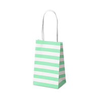 HKM-949203 Candy Color Striped White Kraft Paper Tote Bag - 7.5 x 5 x 12 cm Gift Bag
