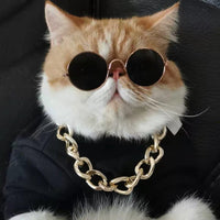 HKM-949587 Plaid Cat Lion Headgear with Sunglasses - Cute Photo Prop for Pets