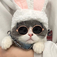 HKM-949587 Plaid Cat Lion Headgear with Sunglasses - Cute Photo Prop for Pets