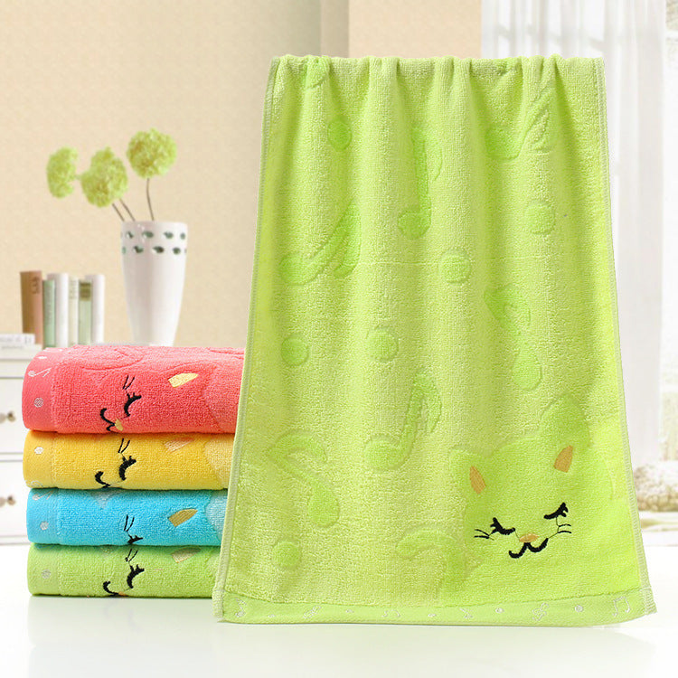 HKM-949651 Bamboo Fiber Cat Design Small Towel - 25x50 cm, Soft & Absorbent Construction