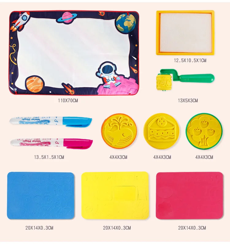 HKM-949651 Magic Aqua Doodle Mat for Kids with Accessories - Large 110x70 cm Water Drawing Toy