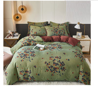 HKM-949907 Luxurious Class A Cotton Quilt Cover and Pillowcases Set in Autumn Leaves Red, 220x240cm