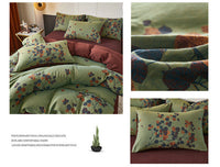 HKM-949907 Luxurious Class A Cotton Quilt Cover and Pillowcases Set in Autumn Leaves Red, 220x240cm