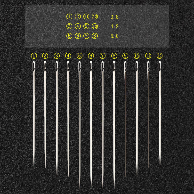 HKM-949907 Self-Threading Needles Set for Easy Sewing - 12 Automatic Hand Needles with Storage Tube