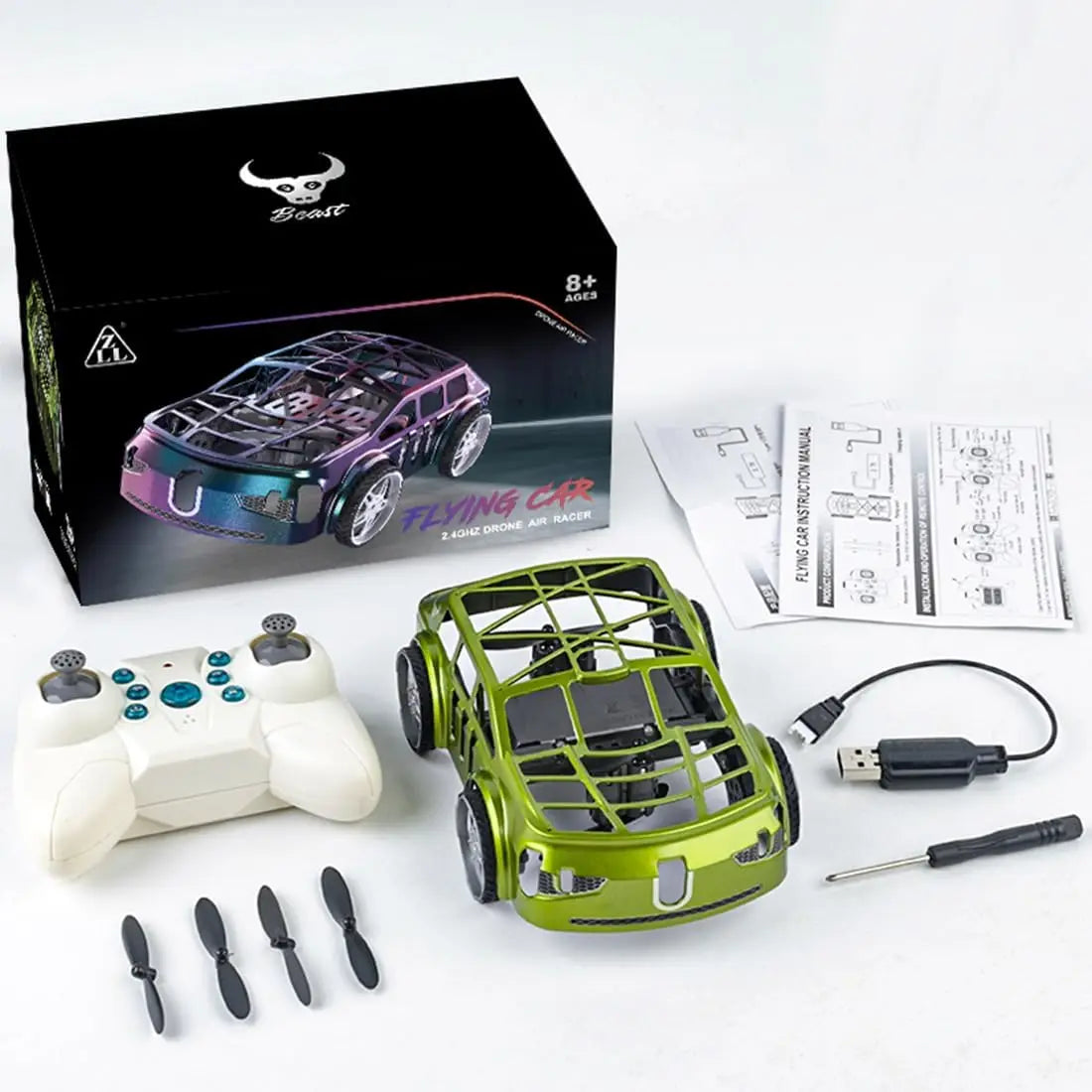 HKM-950035 2 in 1 Remote Control Flying Car with Headless Mode and LED Lights, Electric RC Vehicle for Indoor and Outdoor Use