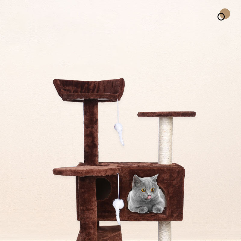 HKM-950227 Luxury Cat Climbing Frame with Sisal, Plush, and Density Board - Multi-Level Play and Resting Area for 1-3 Cats