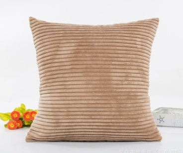 HKM-950291 Corn Strips Corduroy Plush Hug Pillowcase Cushion Set - Soft and Cozy Design
