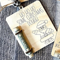 HKM-950355 Christmas Wooden Money Clip Decoration with Gift Rack and Tree Design