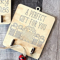 HKM-950355 Christmas Wooden Money Clip Decoration with Gift Rack and Tree Design
