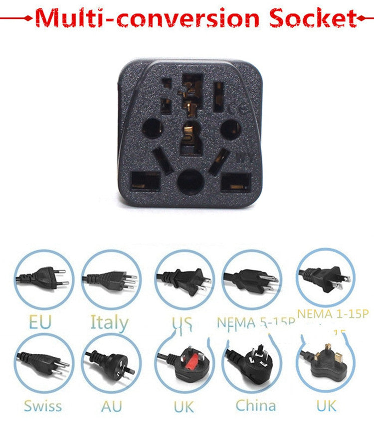 HKM-950419 Multi-Function Conversion Plug for Panel Socket – 5 Holes, 10A, 250V, PVC Material, Black & White
